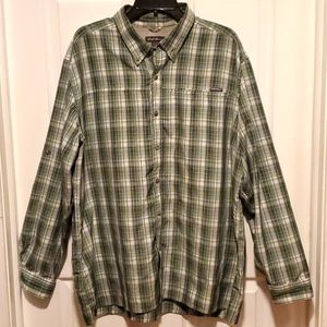 Eddie Bauer Button Down Green Plaid Long Sleeve Shirt - Size XL